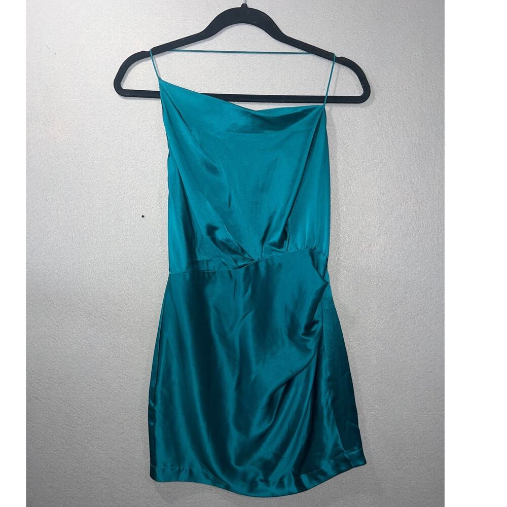 The Sei Dress Women's XS Blue Green Halter Cowl Neck Mini Cocktail Wedding